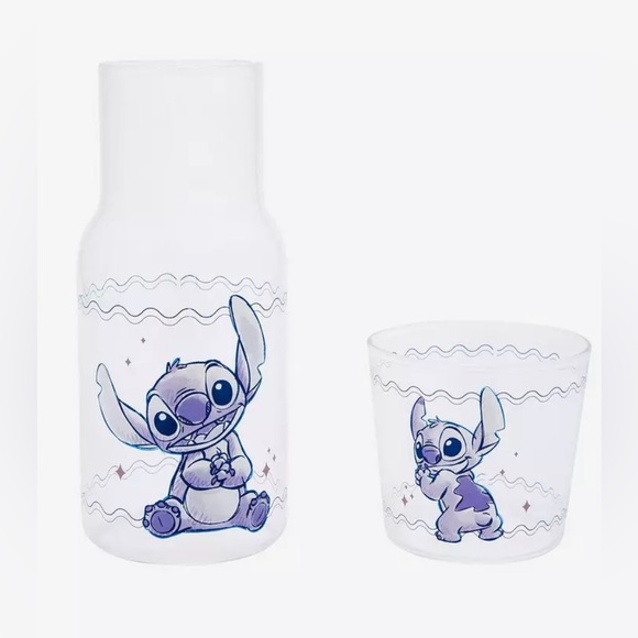 Disney Other - Disney Stitch Glass Pitcher and Cup
